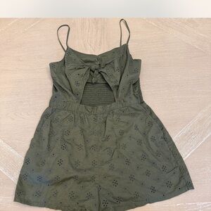 Aerie Olive Green Smocked Detail Top